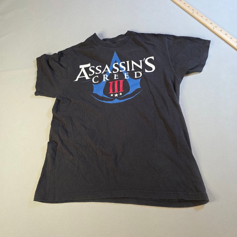 Assassins Creed III 3 Video Game Promo T-Shirt Black Mens Medium 2012 Ubisoft